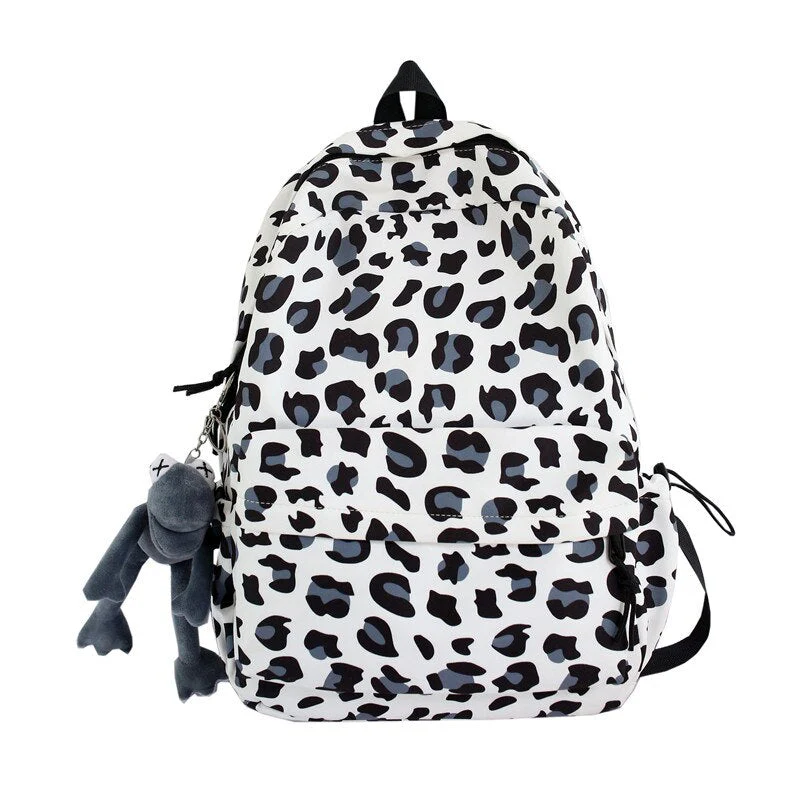 Large Capacity Waterproof Fashion Nylon Women Backpack Female Leopard Print Travel Computer Bag College Girls School Bag - Deanwangkt
