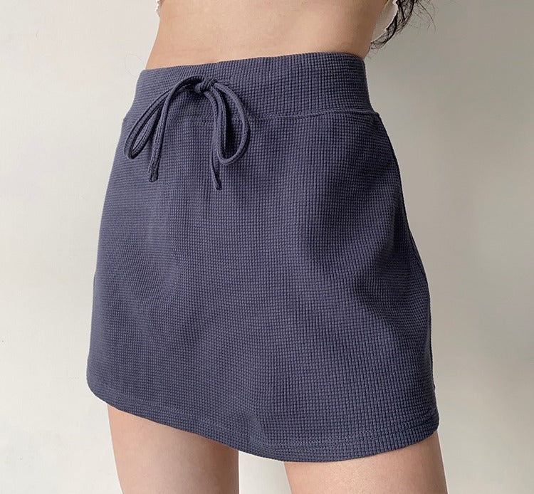 deanwangkt - Waffle Drawstring Skirt - Deanwangkt