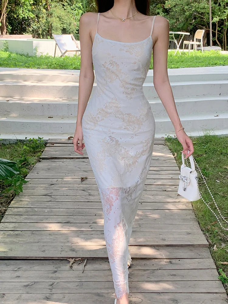 Joskka Floral Print Slip Midi Dress Women Bandage Sleeveless Chain Evening Chic Elegant And Pretty Women's Dresses Prom - Deanwangkt