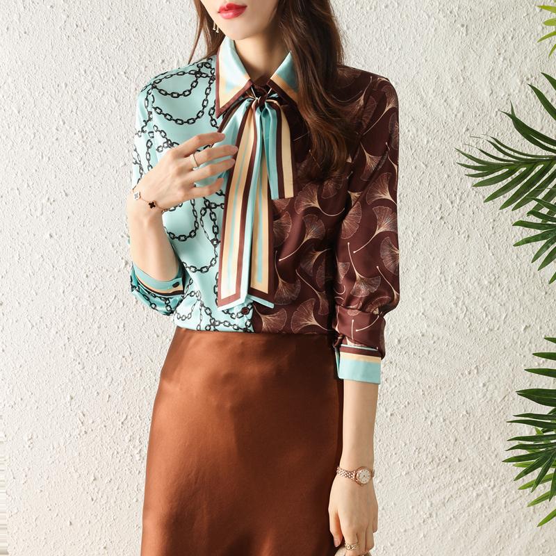 deanwangkt fashion chained printing ladies shirts  Spring Summer women's blouses Long sleeve mujer blusas female tops - Deanwangkt