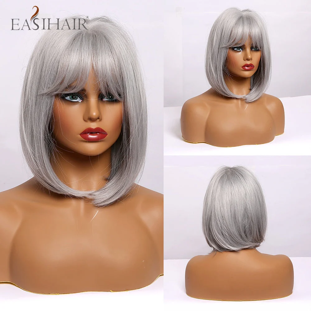 deanwangkt  Short Hair Wig With Bangs Pixie Cut Ombre Black Ash Light Blonde Synthetic Wigs For Women Cosplay Wigs Heat Resistant - Deanwangkt