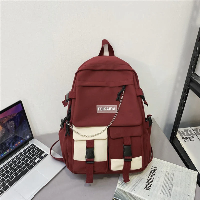 deanwangkt Fashion Women Backpack Cute School Bag for Teenagers Girls Boys Mochila Kawaii Cotton Black Lady Travel Rucksack - Deanwangkt