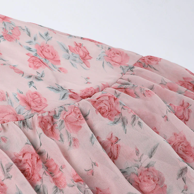 deanwangkt  Irregular Ruffled Breast Wrap Strap Dress Women's  Spring Summer Midi Flower Halterneck  Boho Dress Beach Dress Sundress  Fairy Dress - Deanwangkt