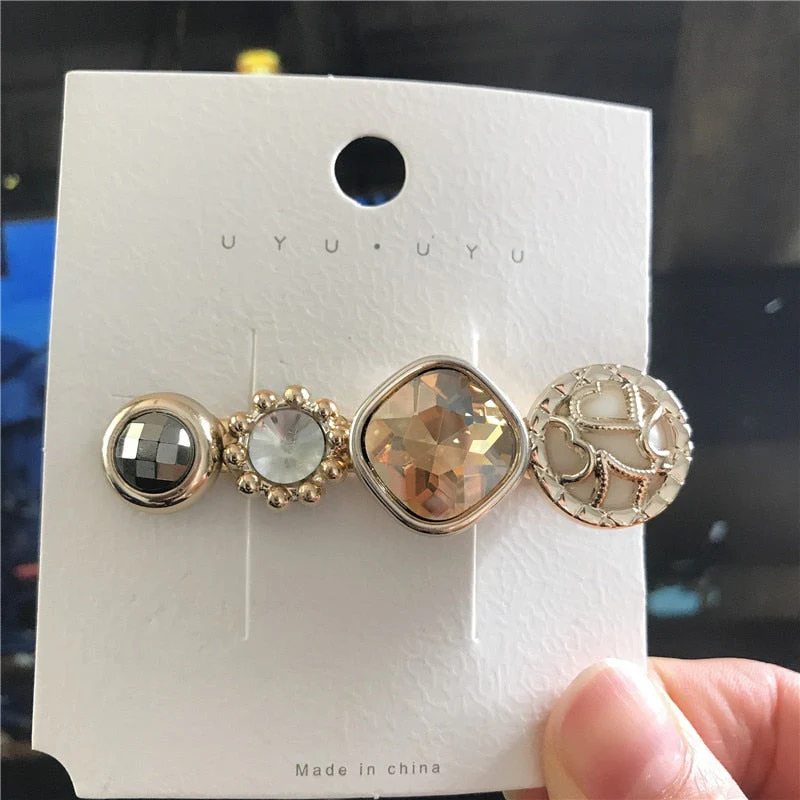 deanwangkt 4PCS Hair Clips Set Crystal Simulation Pearl Hair Accessories Fashion Barrettes For Women Bees Star Heart Hairgrip Hairpins - Deanwangkt