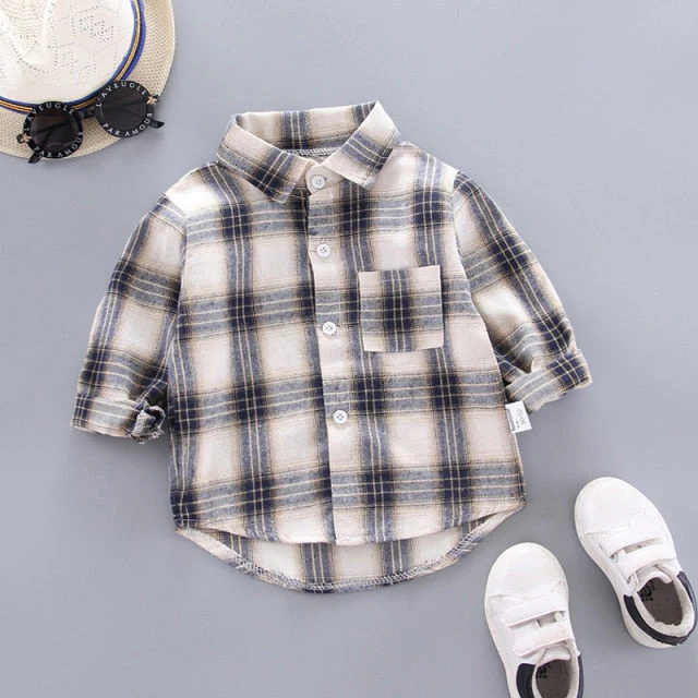 deanwangkt  Kids Shirt Clothes Spring Thin Blouses Clothing Infant Boy Plaid Cotton Tops 1 2 3 4 Years Kids Long Sleeves Shirt - Deanwangkt