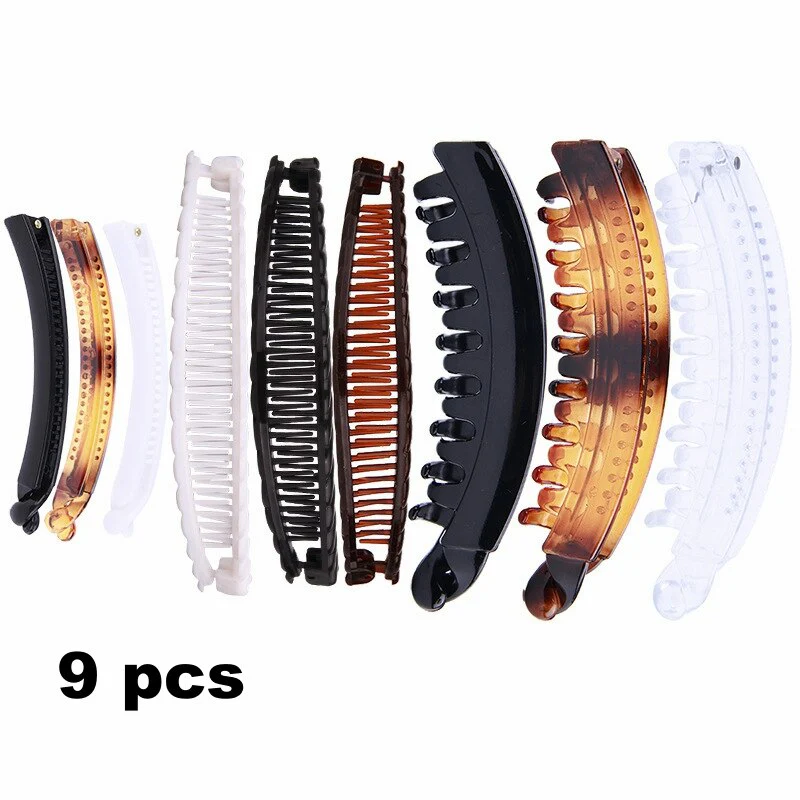 deanwangkt Fish clip set-Banana hair clips Fish hairpin combs Fashion combs Hot style Ponytail Banana clip hair combs Flat clamp for women - Deanwangkt