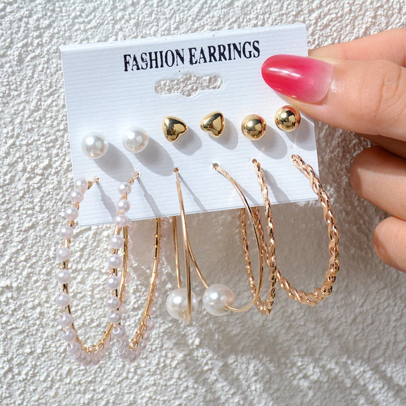 DEANWANGKT 23 Styles Women Earring Set Fashion Jewelry Gold Metal Big Hoop Dangle Drop Earing Butterfly Tassel Geometric Punk Brincos Femme - Deanwangkt