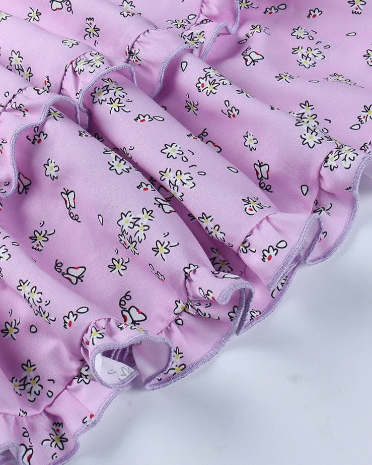 deanwangkt Forefair Floral Print Corset Spaghetti Strap Dresses Women Sexy Backless Spring Summer Ruffle Casual Vintage Mini Dress  Summer Fairy Dress - Deanwangkt