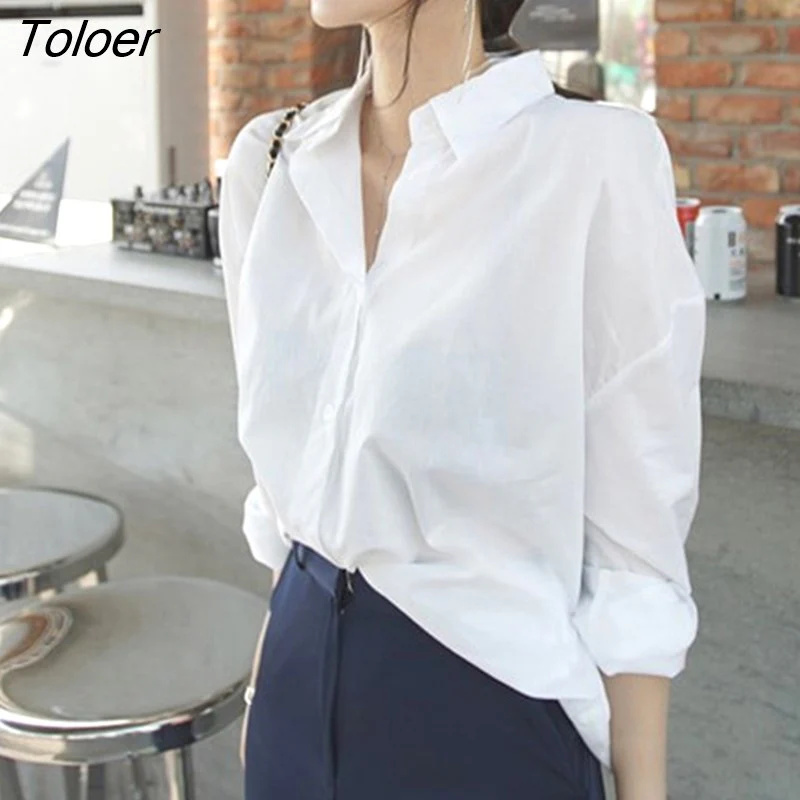 deanwangkt Spring White Shirt Women Long Sleeve Oversized Women Blouse Femme Cotton Shirts For Women Loose Casual Blouses Tops 8874 - Deanwangkt