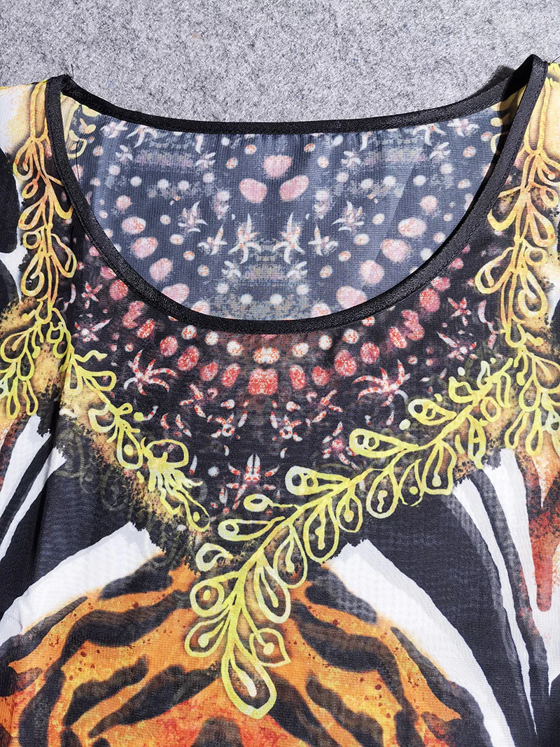 deanwangkt Over Size Chiffon Beach Cover-up Leopard Print Bohemian Dress Pareos Beach Wear Swimsuit Cover Up Maxi Dress Robe De Plage - Deanwangkt