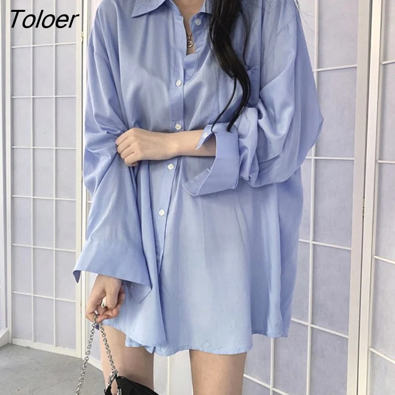 deanwangkt Shirts Women Single Breasted Thin Simple All-match Korean Style Chic Leisure Fashion Loose Female Blouses Ins BF Teens New - Deanwangkt