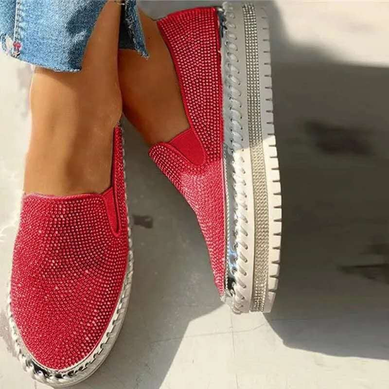 deanwangkt - Silver Casual Patchwork Rhinestone Round Comfortable Out Door Flats Shoes - Deanwangkt