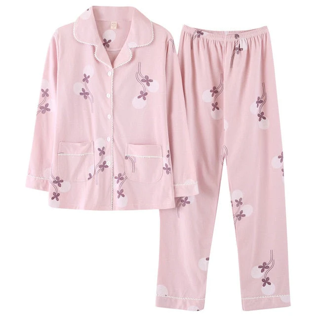 Pyjama Women Clothes Summer Womens Pajamas Sets Long-sleeved Sleepwear Suits Girl Fashion Casual Outerwear Sleepwear Night Suit - Deanwangkt