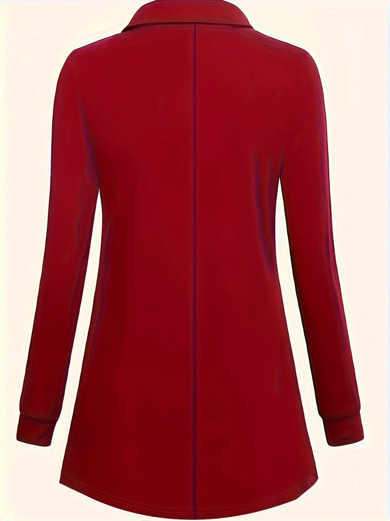 deanwangkt-1 Solid Button Front Pleated Top, Casual Long Sleeve Top For Spring & Fall, Women's Clothing - Deanwangkt