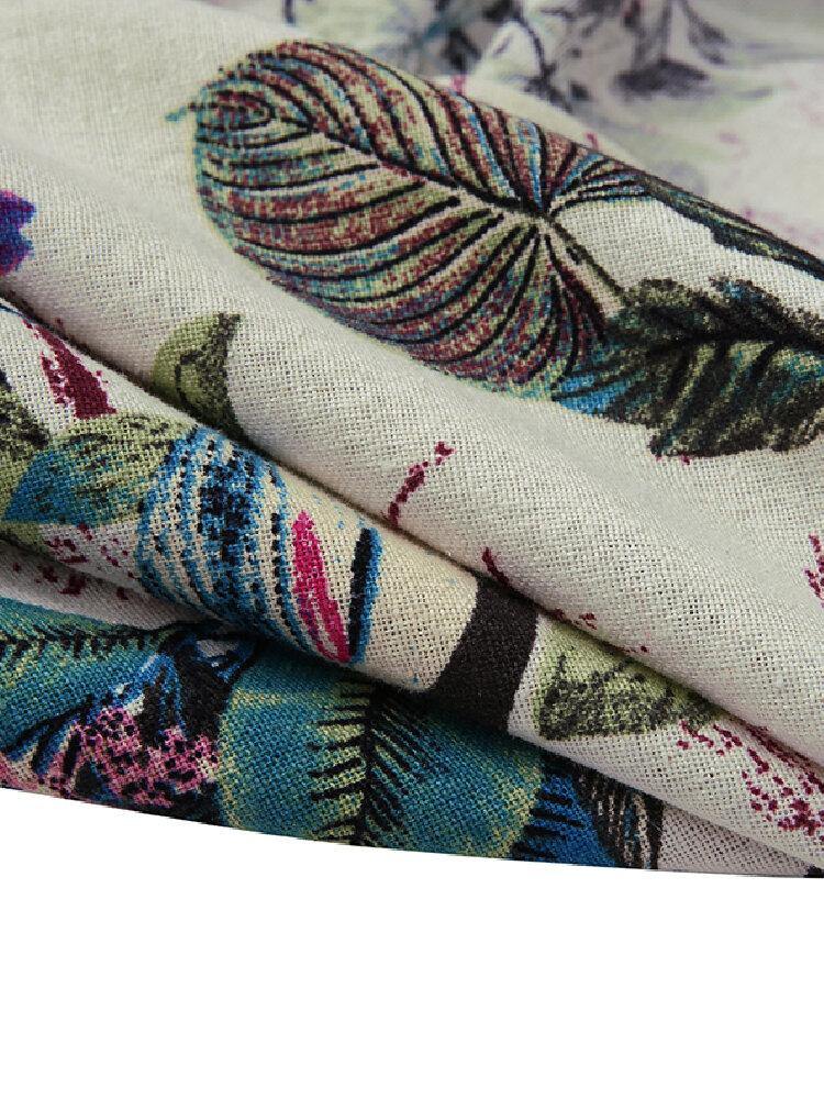 deanwangkt Women Cotton Flower Print Loose Casual Maxi Shirts Dress with Front Pockets - Deanwangkt