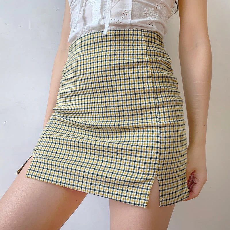 deanwangkt - Olive Check Mini Skirt - Deanwangkt