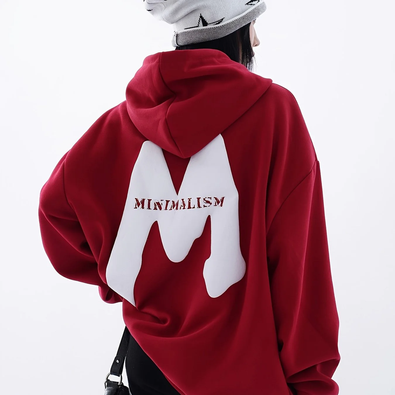 Minimalism Letter Print Drawstring Oversized Pocket Hoodies, Casual Fall Winter Sweatshirt, Women's Clothing - Deanwangkt