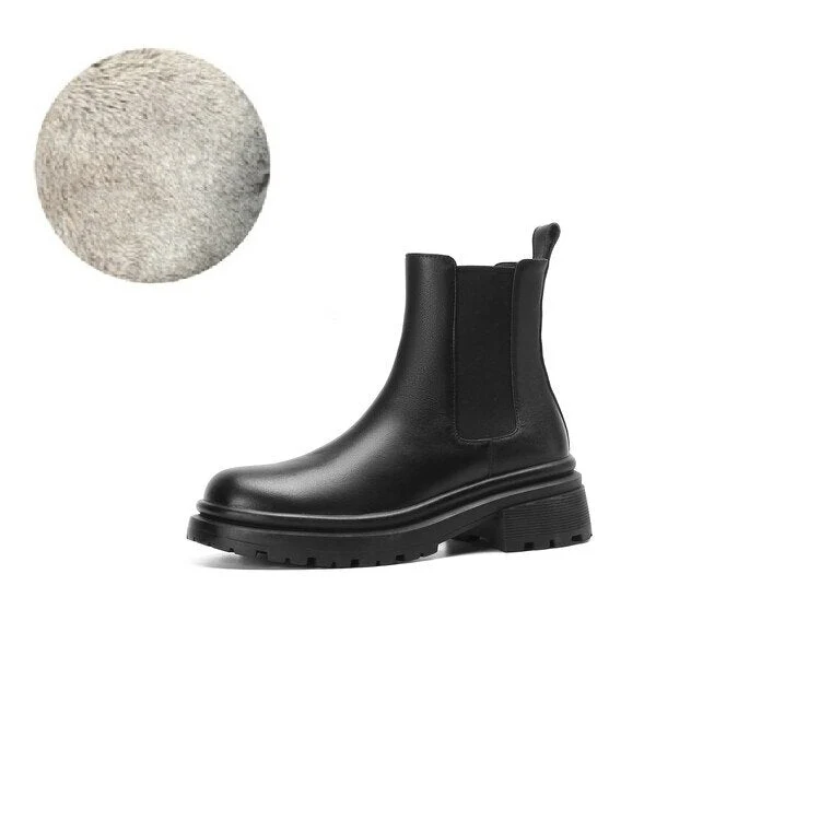 deanwangkt  fashion inspo   NEW Fall Shoes Women Genuine Leather Boots Round Toe Chunky Heel Women Boots Winter Solid Platform Women Boots botas de mujer - Deanwangkt