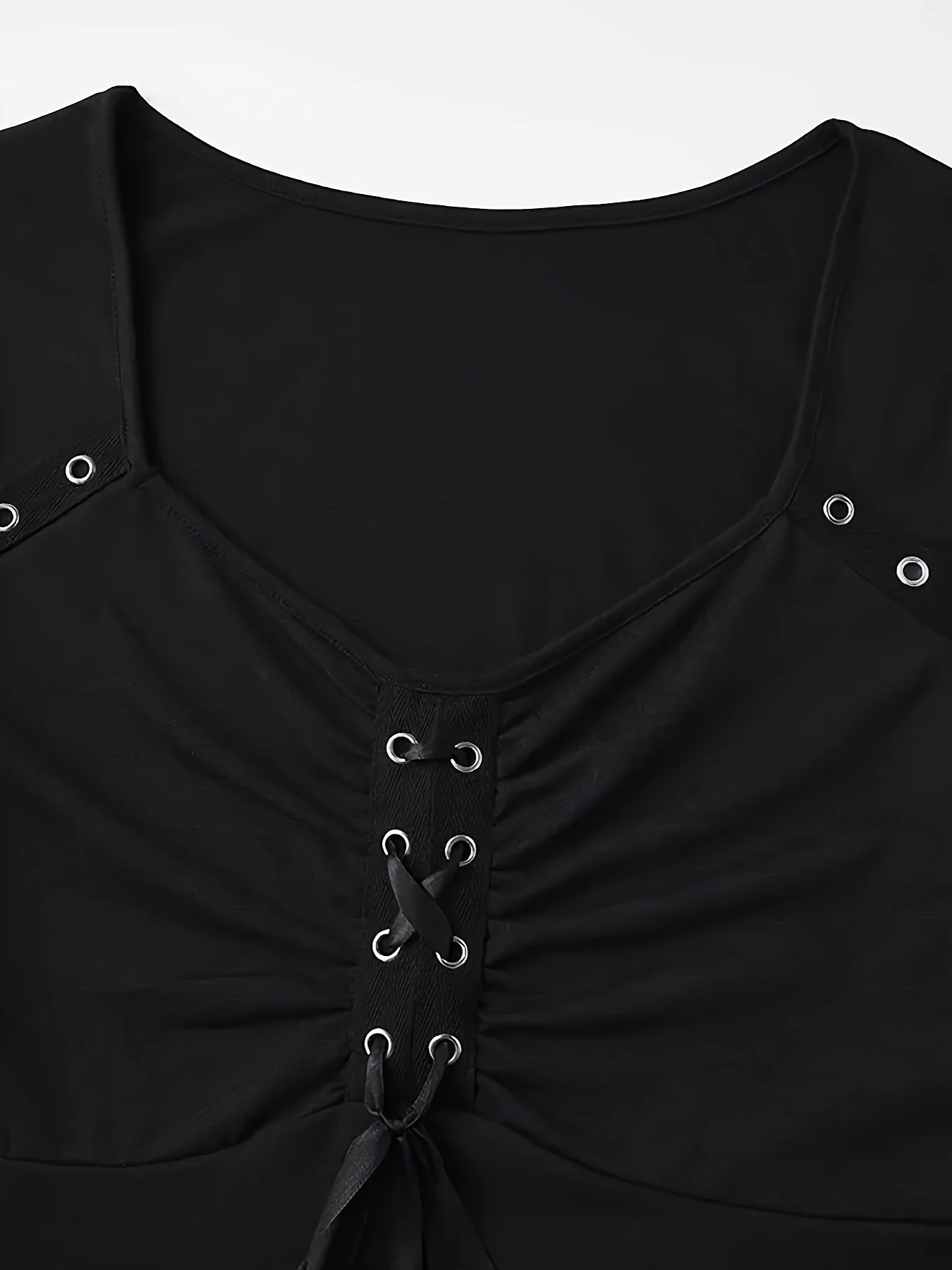 deanwangkt-1 Tie Front V Neck T-Shirt, Casual 3/4 Sleeve Top For Spring & Fall, Women's Clothing - Deanwangkt