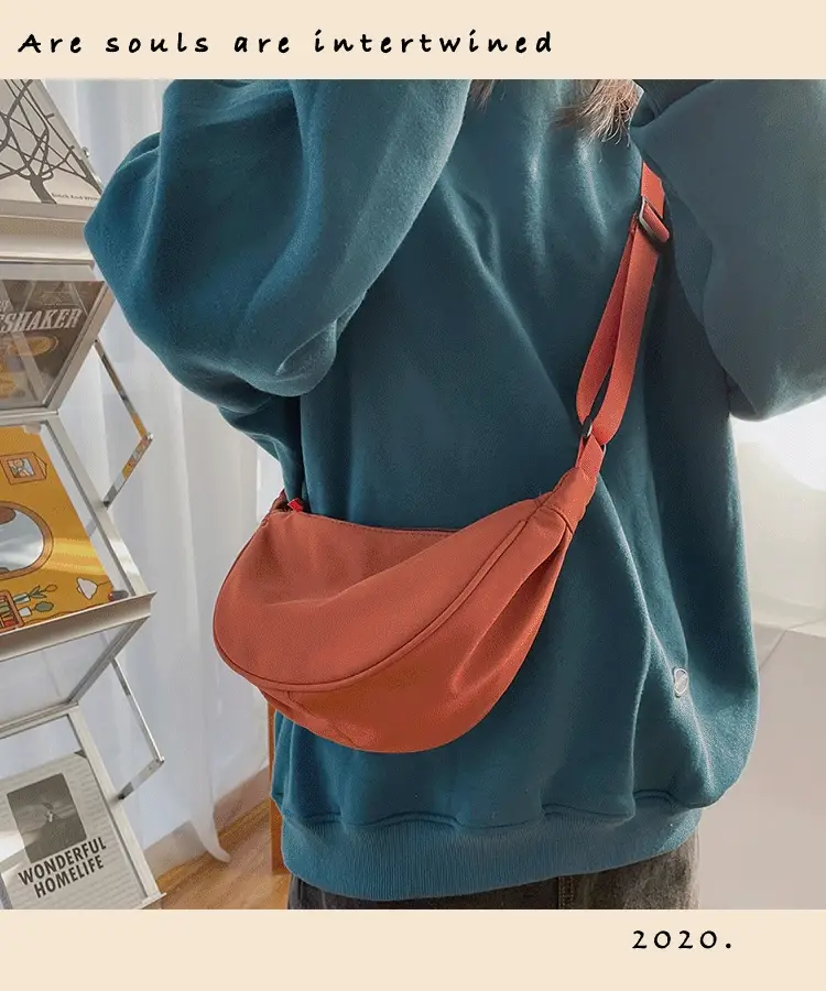 deanwangkt  nylon messenger bag women's new trendy dumpling bag lightweight small shoulder bag armpit bag simple shoulder canvas bag - Deanwangkt