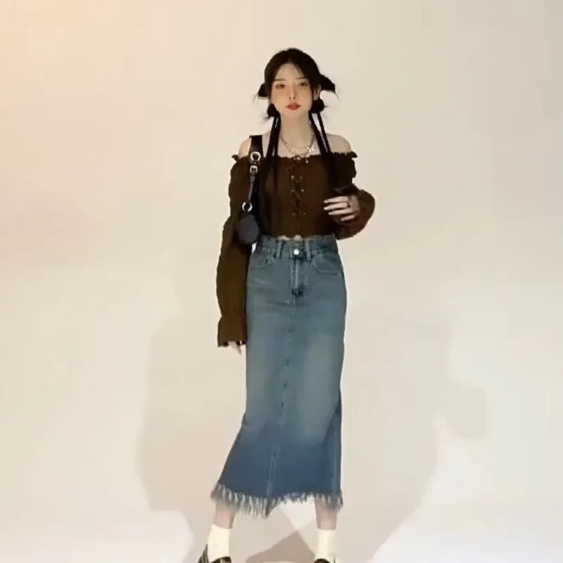 deanwangkt New Japanese Fashion INS Mid Skirt Art Simple And Lazy Temperament Trend Versatile Natural Waist Skirt For Women - Deanwangkt