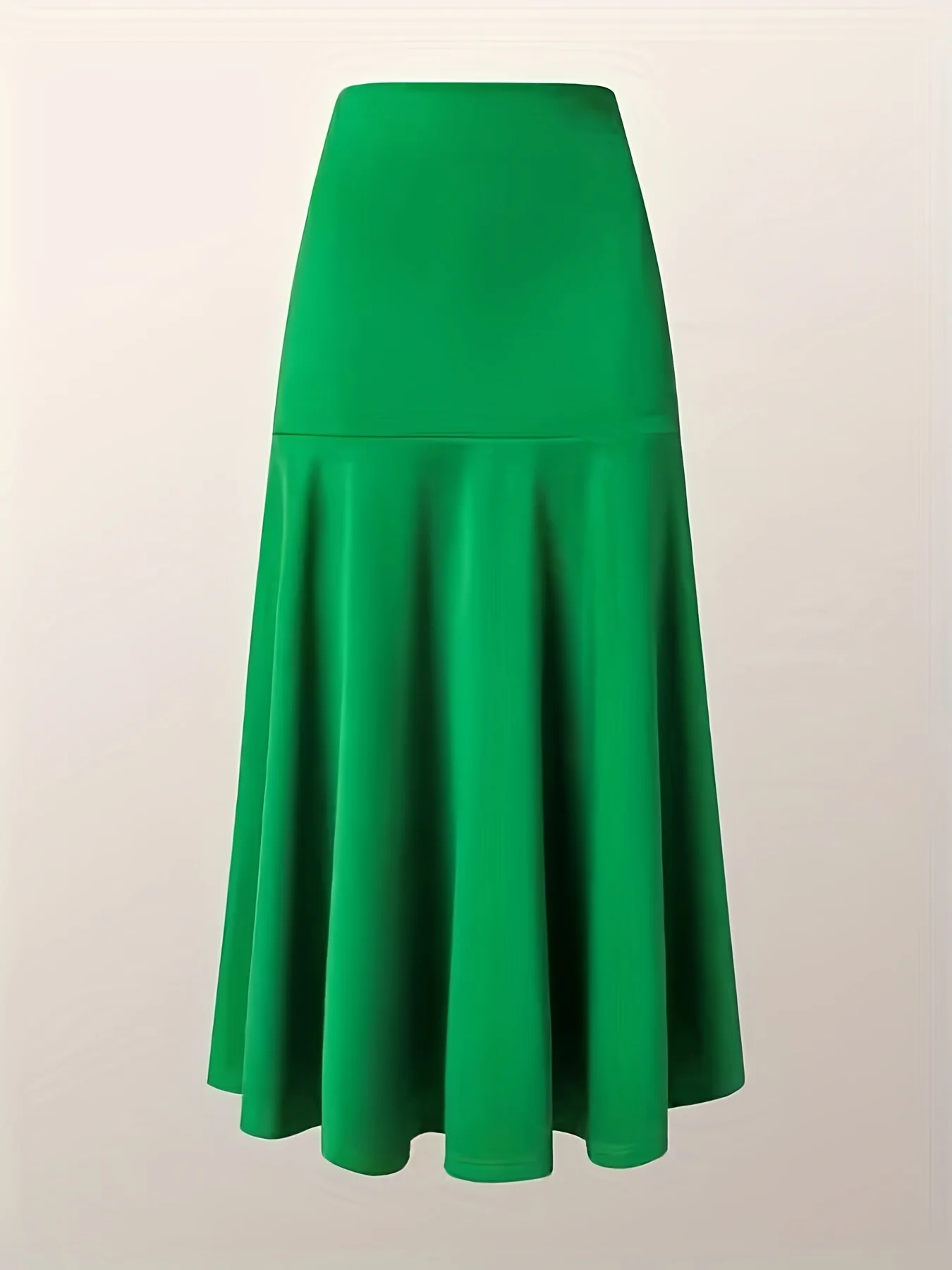 deanwangkt Plus Size Party Skirt, Women's Plus Solid High Rise Non-stretch Maxi Mermaid Skirt - Deanwangkt