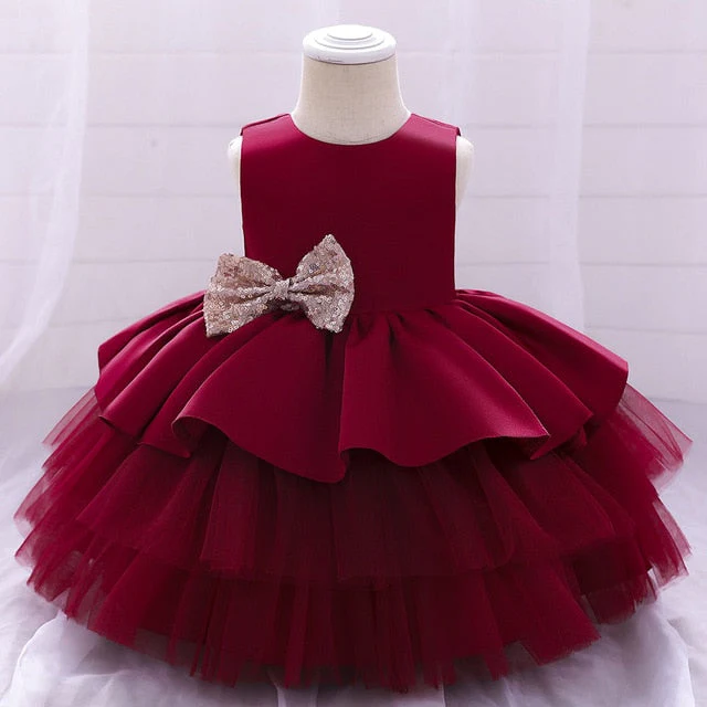 Infant Baby Girl Dresses Girl Ball Gown Tutu Princess Dress Sequin Bow Baby Girl Dress 1st Birthday Wedding Party Dress - Deanwangkt