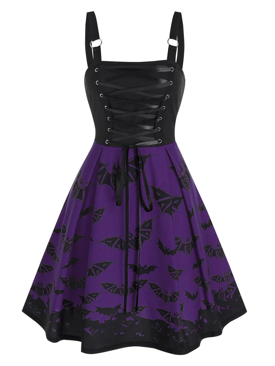 deanwangkt   Plus Size Halloween Dress Lace Up Bat Print Mini Cami Dress Sleeveless Women Sexy Party Dress High Waist Casual Vestidos - Deanwangkt