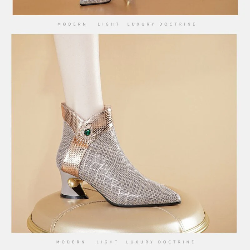 deanwangkt  New Women's Fashion Comfortable Single Boots Women's Pointed Low Heel Boots Short Boots Simple Warm Fashion Boots - Deanwangkt