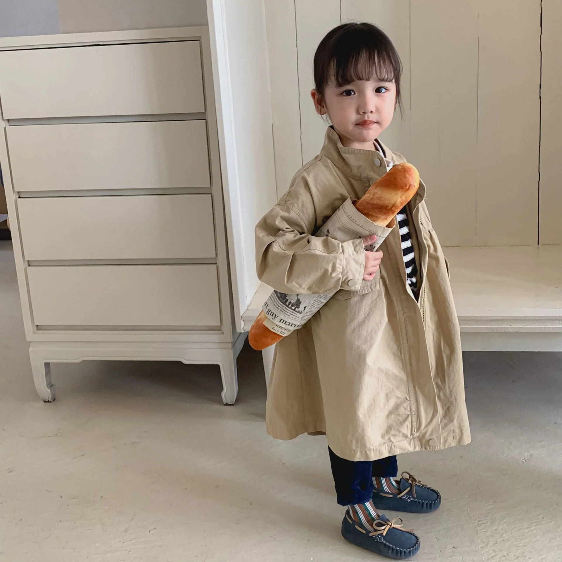 deanwangkt outerwear turn-down collar full sleeve knee length zipper soft casual comfortable simple modern autumn children unisex - Deanwangkt