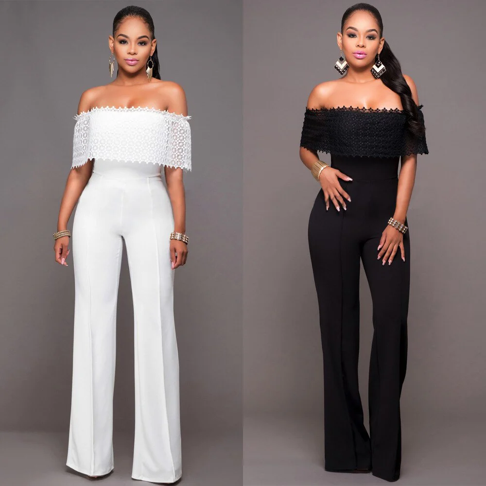 deanwangkt  Jumpsuit Women Overalls Party Lace Rompers White Bodysuit Long Sleeve V-neck Long Pants Y2k Elegant Autumn Spring Outfits Work - Deanwangkt