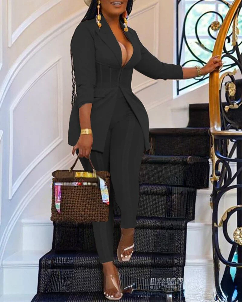 deanwangkt Office Casual Coat and Trousers, Spring and Autumn, New in  Two Piece Women's Green Fruit Collar Suit - Deanwangkt