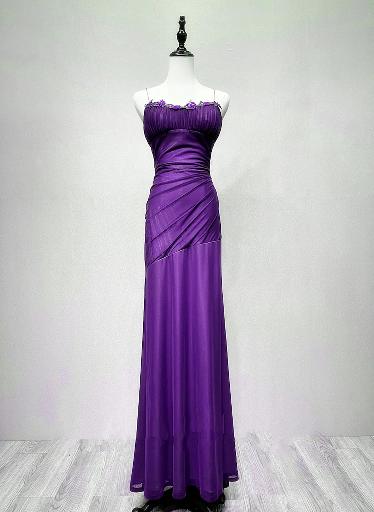 Solvbao Purple Long Straps Scoop Vintage Evening Dress, Purple Formal Dress Prom Dress - Deanwangkt