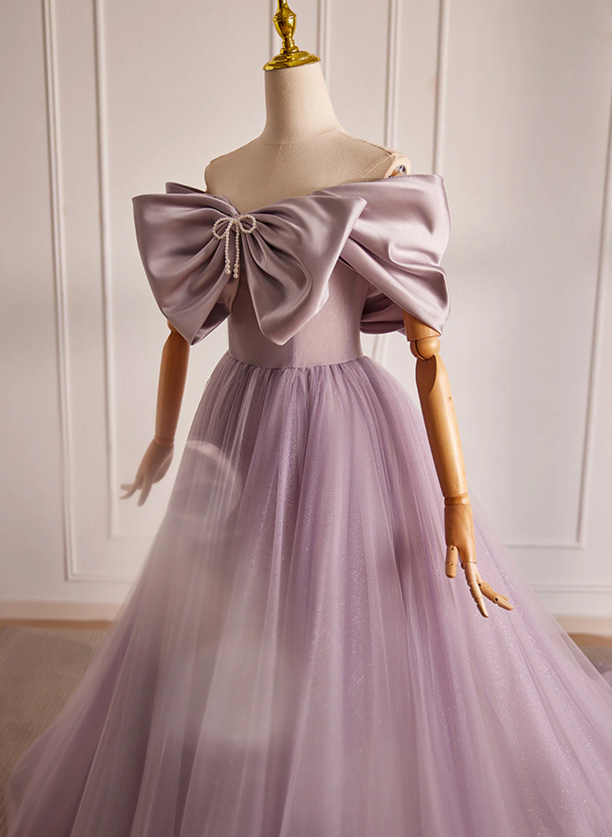 Solvbao Light Purple Tulle Sweetheart Long Formal Dress, Light Purple Evening Dress Prom Dress - Deanwangkt