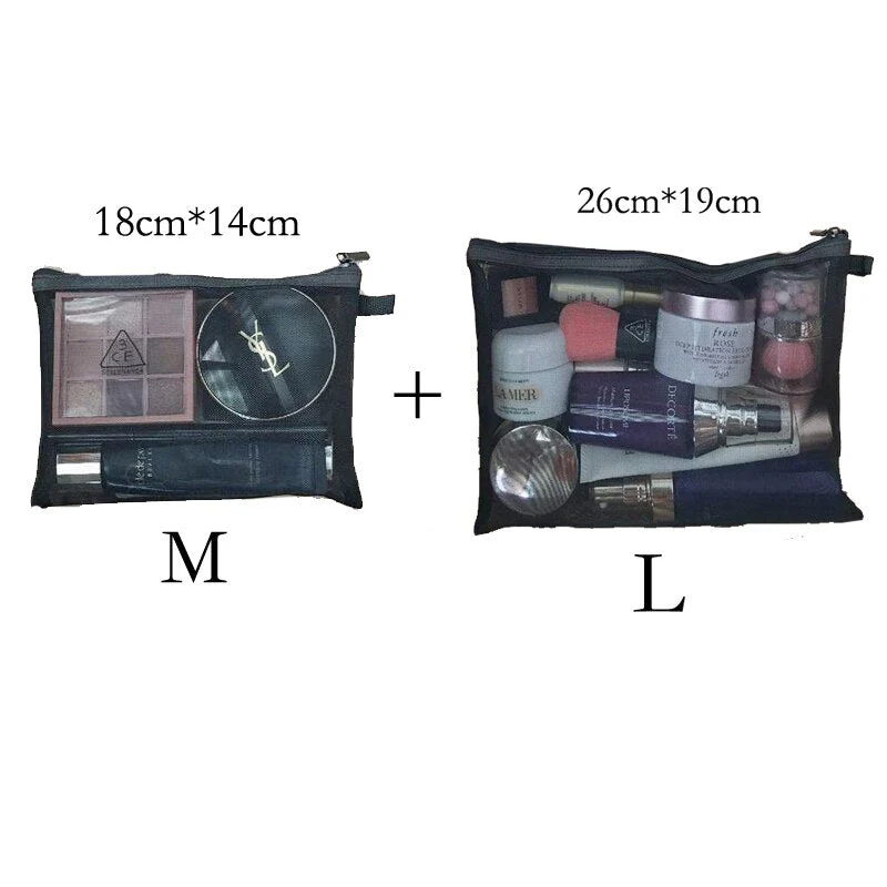 deanwangkt  Mini Mesh Cosmetic Bag Women Portable Lipstick Bag Makeup Bag One Set Makeup Pouch Toiletry Bag Necessarie Feminina Kosmetyczka - Deanwangkt