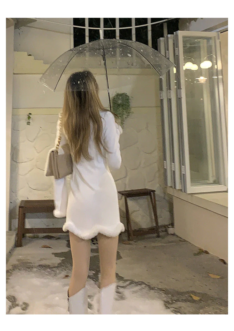 deanwangkt  Winter Sweet Christmas Dress Women Red Kawaii Lolita Party Mini Dresses Warm Korean Night Dresses Ladies Festival Clothing - Deanwangkt