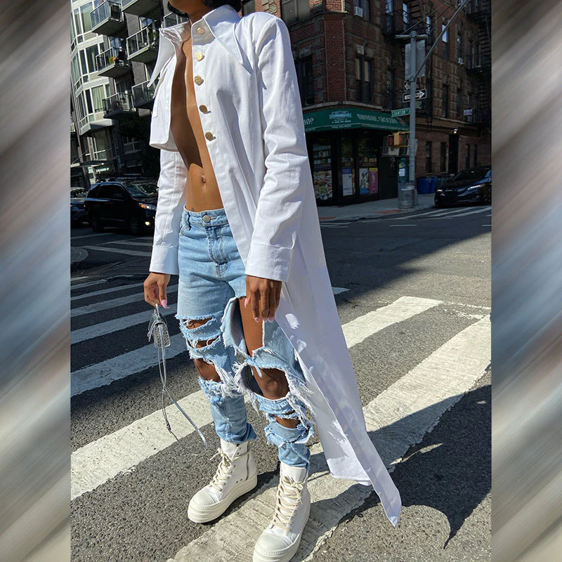 deanwangkt Joskaa Asymmetric Women Streetwear Top Lapel Button Up Short Sleeve Summer Cardigans Young Girl Y2k Shirt Tees White Blouses - Deanwangkt