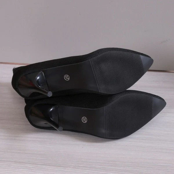 deanwangkt - Black Casual Patchwork Pointed Comfortable Out Door Shoes (Heel Height 3.54in) - Deanwangkt
