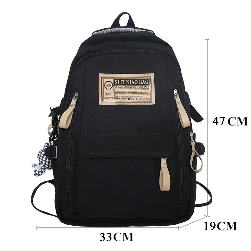 BACK TO COLLEGE   Fashion Solid Waterproof Mochila High School Large Bookbag for Boys Girls Schoolbag Women Shoulder Rucksack Black Men - Deanwangkt