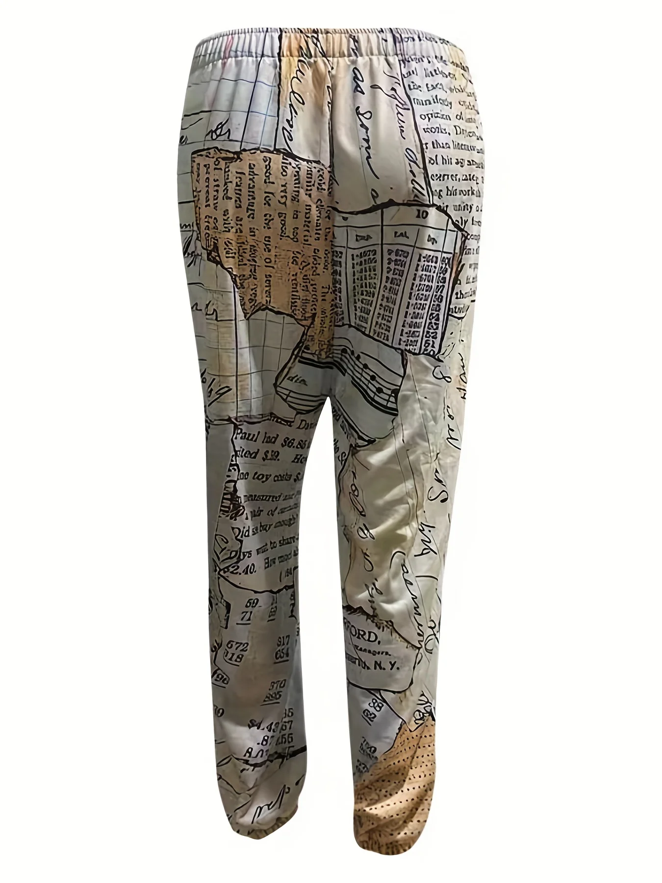 deanwangkt-1  Newspaper Print Sweatpants, Casual Everyday Versatile Jogger Pants Trousers, Women's Clothing - Deanwangkt