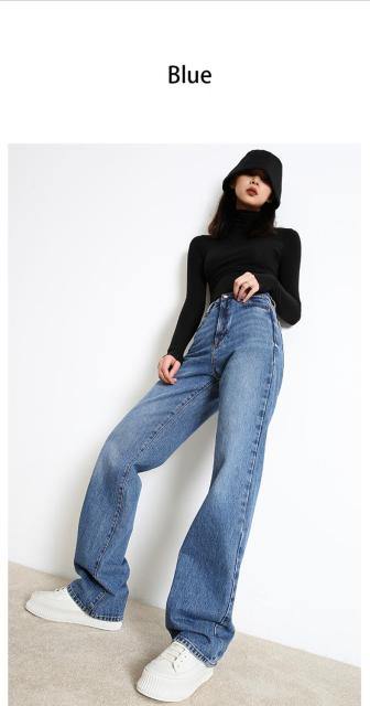 deanwangkt Woman Jeans  New Fashion Straight Pants High Waist Casual Mom Baggy Jean Female Full Length Loose Denim Boyfriend Trouser - Deanwangkt