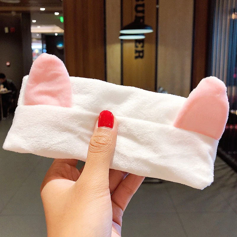 Wash Face Hair Holder Hairbands Soft Warm Coral Fleece Bow Animal Ears Headband For Women Girls Turban Fashion Hair Accessories - Deanwangkt