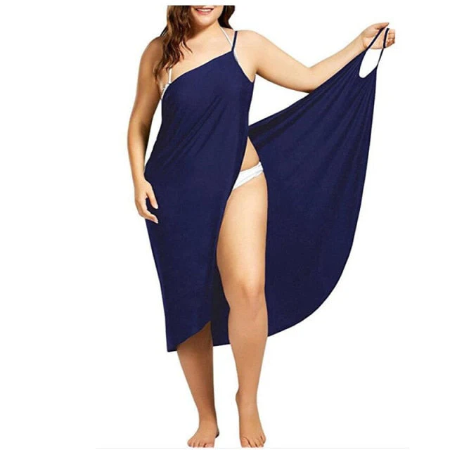 deanwangkt Women Beach Dress Sexy Sling  Wear Dress Sarong Bilini Cover Up Warp Pareo Dresses Backless  Swimwear Femme 5XL Plus Size stripe - Deanwangkt