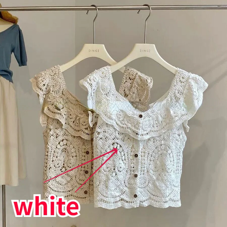 deanwangkt Tank Tops Hollow Out Students Designer Fashion Kawaii Elegant Solid Daily Knitting Korean Style Comfortable Leisure Special New - Deanwangkt