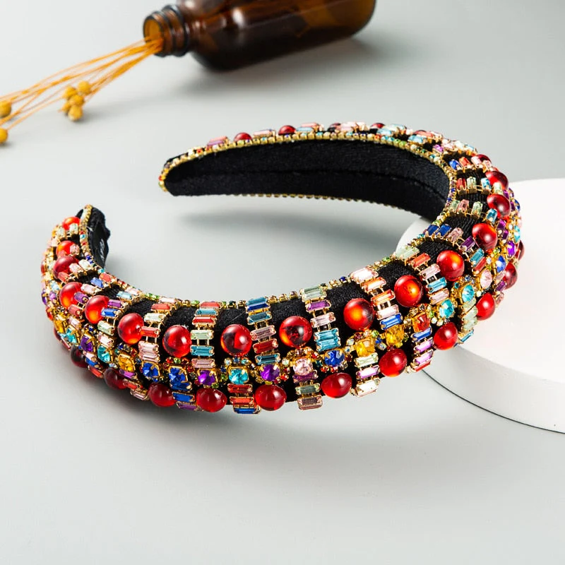 Baroque Hand Made Pearl Beading Gemstone Retro Luxury Hairbands ZA Hair Accessories Hair Bows Flower Crown Headbands For Women - Deanwangkt