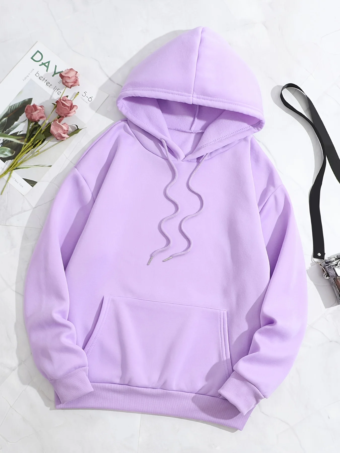 Simple Drawstring Loose Hoodie, Casual Hooded Fashion Long Sleeve Sweatshirt, Women's Clothing - Deanwangkt