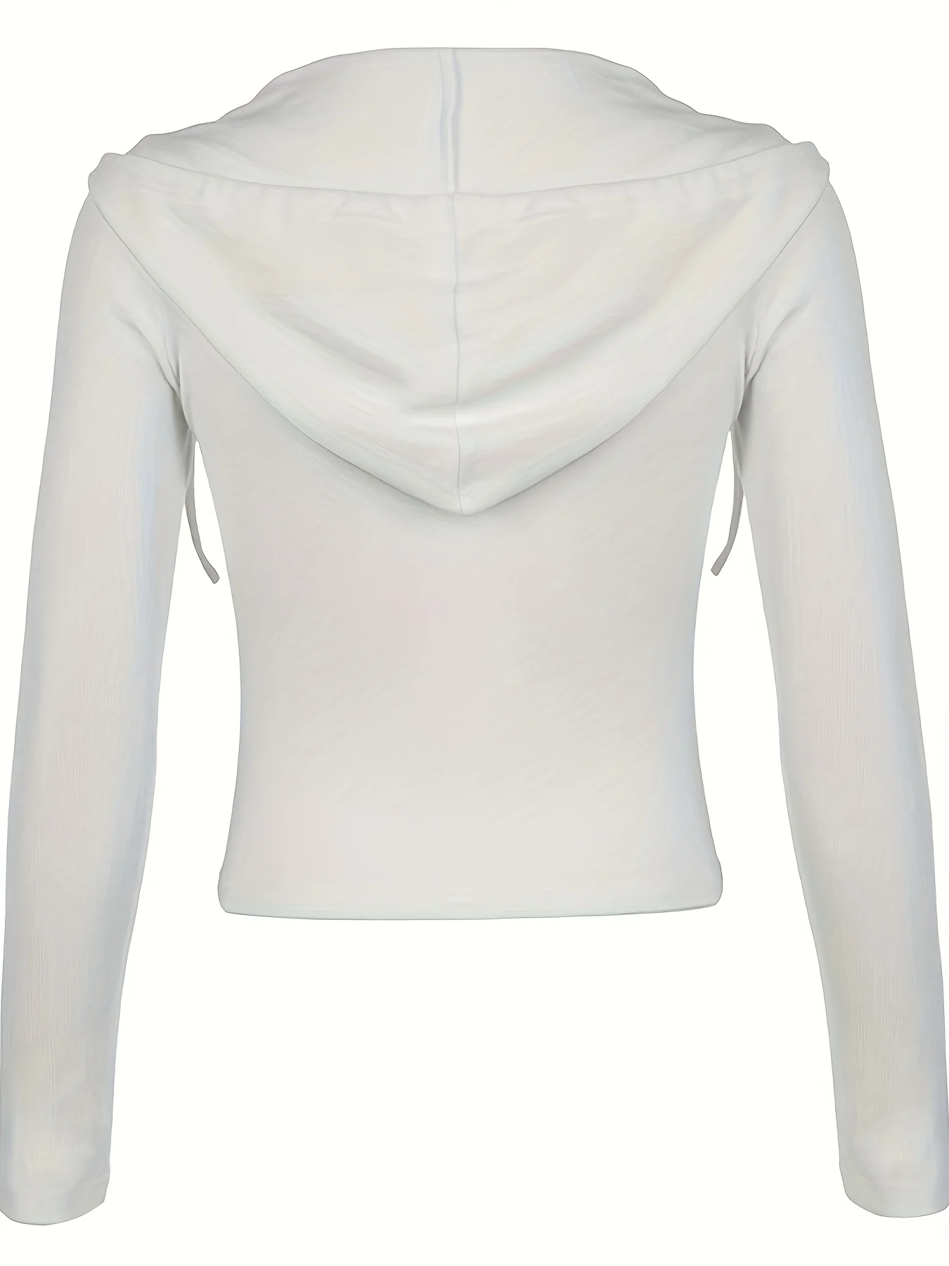 Zip Up Crop Slim Hoodie, Casual Long Sleeve Drawstring Hoodies Sweatshirt, Women's Clothing - Deanwangkt