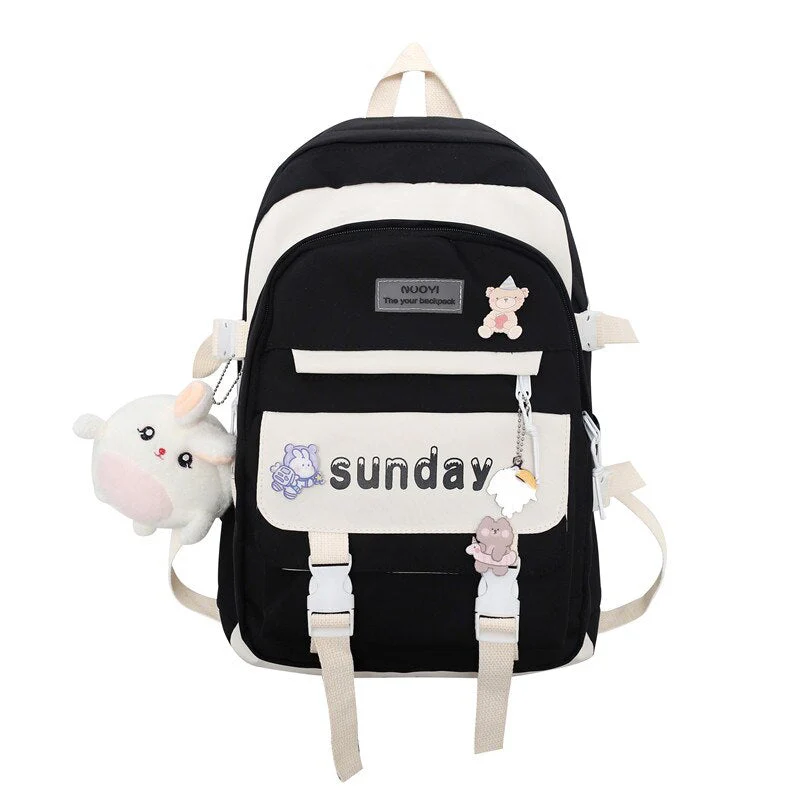 Back to school  Fashion Cute Teens Bookbag Nylon Waterproof Women Backpack Travel Mochila Kawaii Schoolbag for Girls Set Bag Rucksack - Deanwangkt
