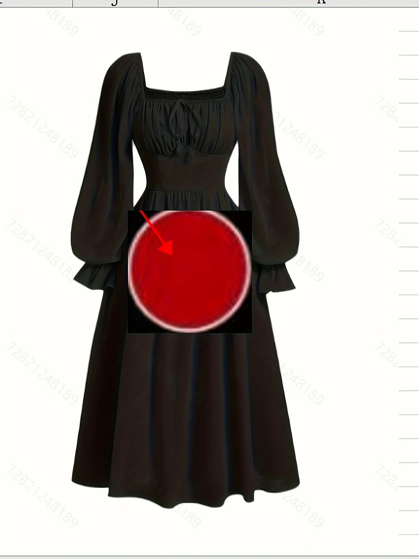 deanwangkt-1  Tie Front Lantern Long Sleeve Dress, Casual Solid Squared Neck Dress, Women's Clothing - Deanwangkt