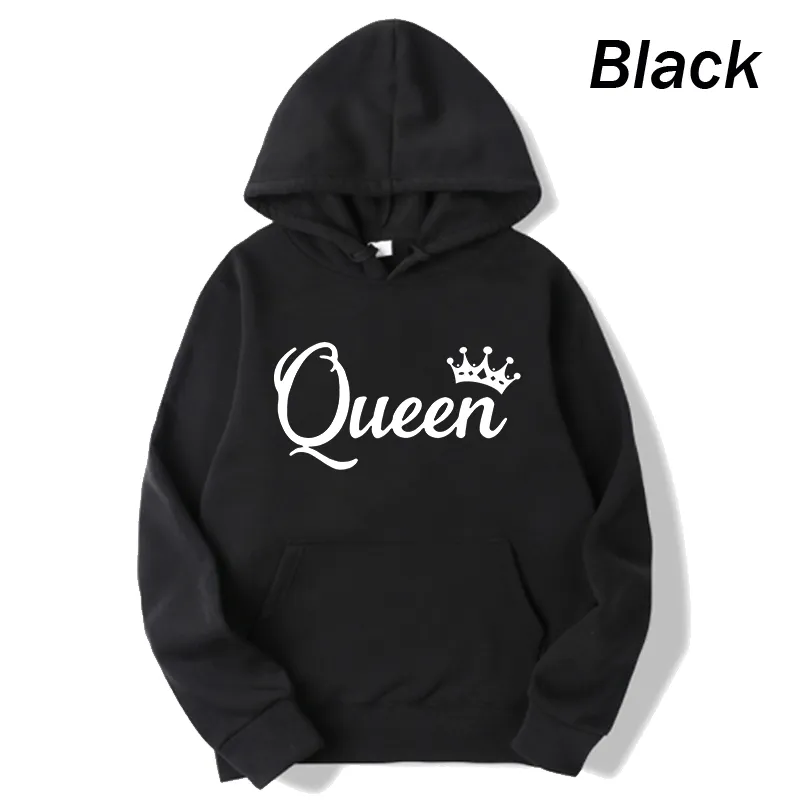 deanwangkt Fashion Men Women Long Sleeve Pullover Hooded Sweatshirts Unisex King and Queen Print Hoodies Casual Streetwear Couple Sweat - Deanwangkt